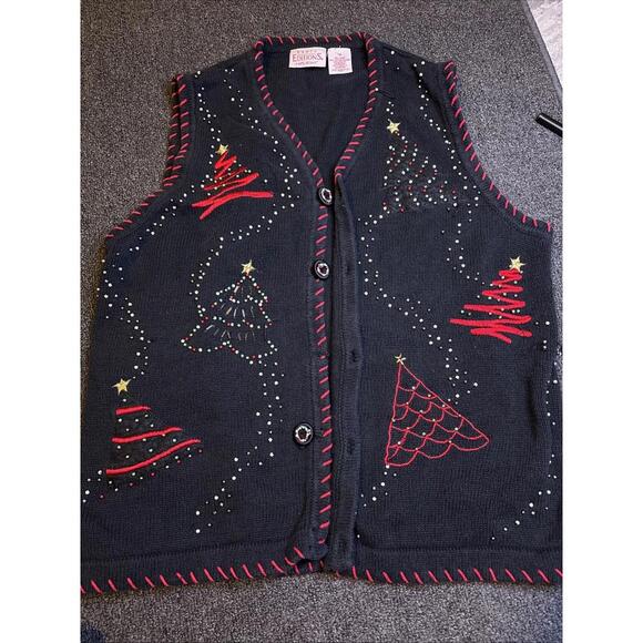 Vintage Basic Editions Christmas Sweater Vest Women's 1X Ugly Sweater Vest - Picture 2 of 5